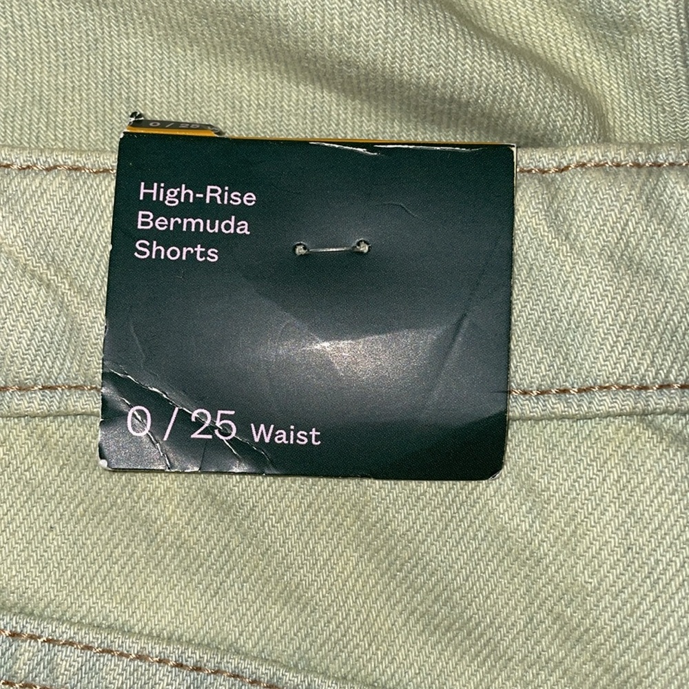 Wild Fable High-Rise Wide Leg Bermuda Lime Green Jean Shorts - Picture 6 of 7